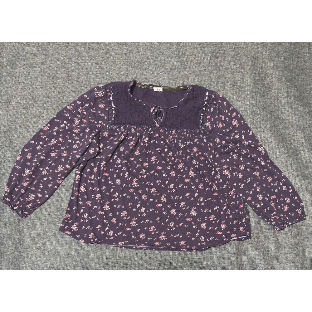 Mason & Belle Womens 3X Blouse Purple Floral Smocked Peasant Top JFP07232P35